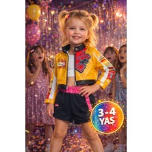 Toyfest Iblis Avcıları K-Pop Demon Hunters Karakteri Rumi Cosplay Deri Ceket Etek 2 Parça Kostümü 3-4 Yaş