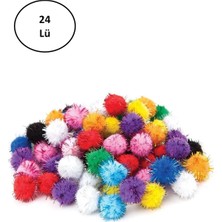 MiraLive Puti Pom Pom Karışık Metalik 10MM-20MM-30 mm 24'lü
