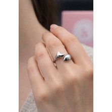 Alsem Geometrik Tasarım Gümüş Kaplama Şık Eklem ve Parmak Yüzüğü , Modern Tasarım Abstract Yüzük