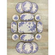 Pinkev 15 Parça Seramik Kahvaltılık Kahvaltı Pasta Tabağı Takımı Seti