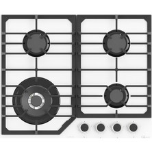 GL General Tetra 60 cm Beyaz Flameart Döküm 4 Gözlü Ankastre Ocak