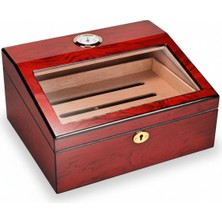 Cigarloong Sedir Ağacı Camlı Puro Kutusu Humidor Ceviz 40's