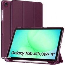M.TK Moveteck Samsung Galaxy Tab A11 Plus/A9 Plus 11 inç Kılıf Smart Uyku Modlu Standlı Şeffaf Kapaklı SM-X230 (Uyumlu)