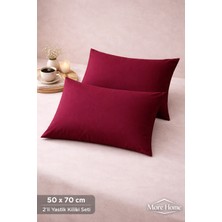More Home Yastık Kılıfı Kapaklı (2 Adet) 50 x 70 cm Bordo