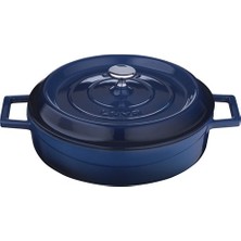 Lava 24 cm Çok Amaçlı Yayvan Tencere Emaye Kaplama ile Mavi Renkli Kolay Temizlik Sağlar