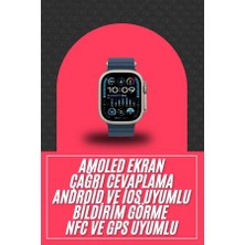 49MM Akıllı Saat Amoled Ekranlı Kadın Erkek Kol Saati Plastik Kordon