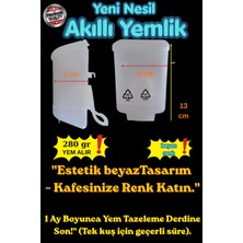 Feroxit Beyaz Akıllı Kuş Yemliği - 280 gr Geniş Hazneli Muhabbet Kuşu Yemliği (13X8X5 Cm)Dikkat Yumuşak 1. Sınıf Plastik