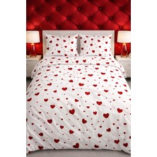 More Home Tek Kişilik Pamuklu Nevresim  Takımı  Kalp Desenli