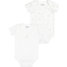 Minycenter Unisex Kaz Desenli 2'li Body Yenidoğan-24 Ay Ekru