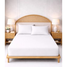 More Home Çift  Kişilik Lastikli Çarşaf  Seti + Yastık Kılıfı  Beyaz