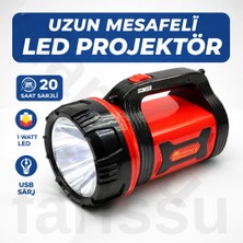 farissu Goldkama GK6670 Uzun Mesafeli 10W Cree LED Şarjlı Projektör El Feneri - 20 Saat Çalışma Süresi