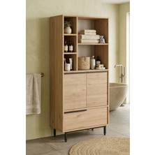 Robin Home Lidya Banyo Dolabı Çok Amaçlı Dolap 3 Kapaklı Metal Ayaklı Sepet