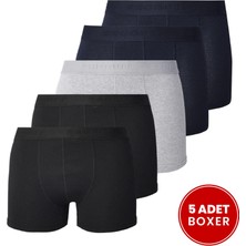 Tudors Erkek 5'li Pamuklu Likralı Esnek Kumaş Boxer
