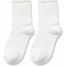 QUALITY WALKING Kadın Bambu Dikişsiz Bilek Üstü Çorap Fırfır Detaylı Şık Tasarım Ultra Konfor