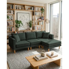 Velura Home & Living Armin Akıllı Köşe Koltuk Takımı & Modern Modüler Yataklı Köşe Takımı - Koyu Yeşil