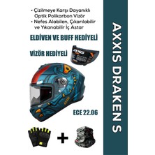 Axxis Draken S Dinatoon C7 / Mat Mavi Full Face Motosiklet Kaskı - Intercom Uyumlu, Dot ve Ece 22.06