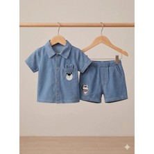 Baby Buu Efemkids 6/24AY Erkek Bebek Takım Ayı Baskılı Yenidoğan Bebek Takım