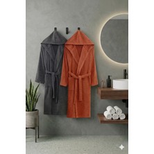 Mira  Antrasit Kiremit Kapüşonlu Çift Bornoz