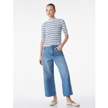Koton Kısa Geniş Paça Pamuklu Regular Fit Denim Pantolon -  Crop Wide Leg Jeans