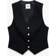 Koton Metal Düğme Detaylı Kolsuz V Yaka Blazer Yelek