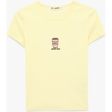Koton Slim Fit Kısa Kollu Bisiklet Yaka Nakışlı Pamuklu Tişört