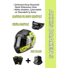 Axxis Draken S Trooper D3 / Mat Flu Sarı Full Face Motosiklet Kaskı - Intercom Uyumlu, Dot ve Ece 22.06