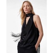 Koton Saten Halter Yaka Kolsuz Bluz