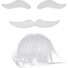 MiraLive Beyaz Renk Kendinden Yapışkanlı Takma Sakal Bıyık ve Kaş Seti
