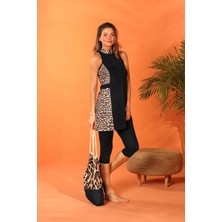 Rivamera 3’lü Siyah Yarı Kapalı Tesettür Elbise Mayo R2206