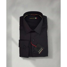 Sdnyazo Erkek Siyah Klasik Gömlek Regular Slim Pamuklu Likralı Klasik Yaka