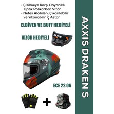 Axxis Draken S Simian B6 / Mat Yeşil Full Face Motosiklet Kaskı - Intercom Uyumlu, Dot ve Ece 22.06