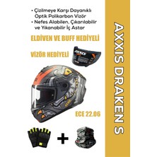Axxis Draken S Dinatoon B5 / Mat Kırmızı Full Face Motosiklet Kaskı - Intercom Uyumlu, Dot ve Ece 22.06