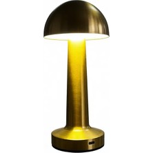 Noas Altın Renk Şarj Edilebilir Mantar Masa Lambası Akrilik Başlık ve Metal Gövde ile Modern Tasarım