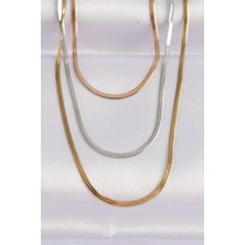 Inure Jewelry 316L Çelik 3 Renkli İtalyan Zincir Çoklu Kolye
