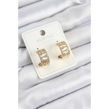Inure Jewelry Xuping Zirkon Taşlı Çit Halka Model Gold Renk Kadın Küpe