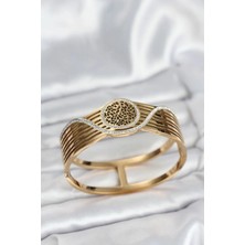 Inure Jewelry 316L Çelik Gold Renk Yaşam Ağacı Modelli Kadın Kelepçe Bileklik