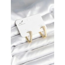 Inure Jewelry Üçgen Model Zirkon Taşlı Kadın Küpe