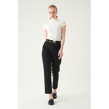 Rays Siyah Bel V Kesim Kemerli Pantolon 8404A
