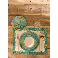 Bella Maison Van Gogh Almond Blossom Porselen 24 Parça 6 Kişilik Yemek Takımı Turkuaz