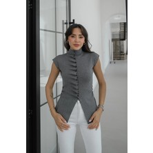 Havoş Gri Marian Sıfır Kol Kazak