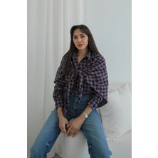 Havoş Lacivert Ekose Pelerinli Gömlek