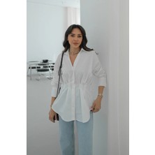 Havoş Beyaz Capote Beli Pensli Gömlek