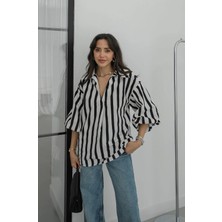 Havoş Siyah Kalın Çizgili Gömlek