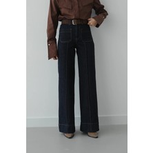 Havoş Koyu Lacivert Dikiş Detaylı Önü Cepli Jean