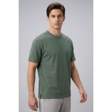 Açık Yeşil Rahat Form Esnek Nefes Alabilir Erkek T-Shirt - 88495