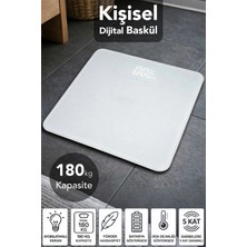 Meleni Home LED Ekran Cam Dijital Baskül - 180KG Kapasiteli Kişisel Hassas Kilo Ölçer Tartı Beyaz