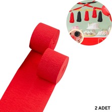 Roco Paper Co. Kırmızı Krapon Kağıdı Rulosu, Çiçek Yapım, Parti, El Işi Süsleme Kağıdı, 2li Paket, 4.5 cm x 22 Metre