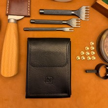 Bi Deri Bideri Teos Hakiki Deri Mıknatıslı Cüzdan Antrasit