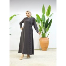 Hülyanur Kadın Büyük Beden Petek Kumaş  Yandan Bağlamalı  Ferace