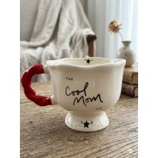 Palto Tasarım Cool Mom Tasarımlı El Yapımı Krem Parlak Balerin Kupa - El Işçiliği Hediyelik Kupa Bardak